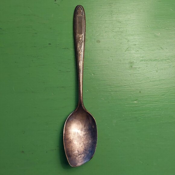 Vintage tole Silver serving spoon - Picture 1 of 5